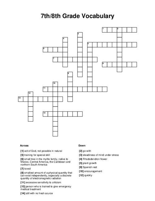 7th Grade Vocabulary Crossword Puzzles