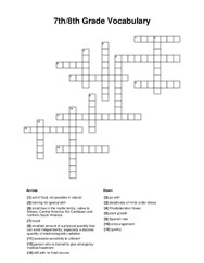 7th/8th Grade Vocabulary Crossword Puzzle
