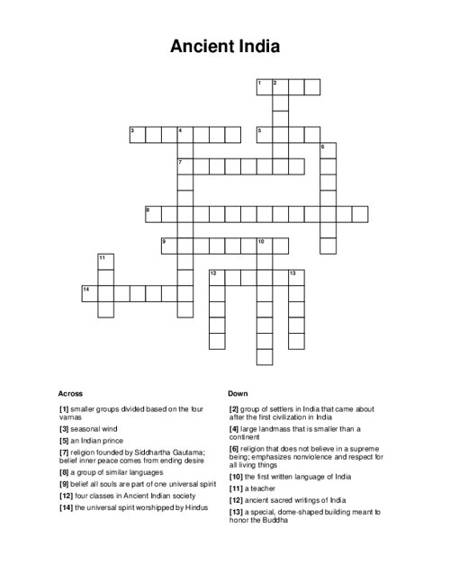 Ancient India Crossword