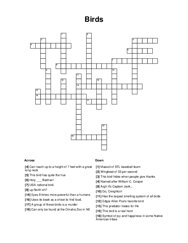 Birds Crossword Puzzle