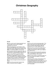 Christmas Geography Crossword Puzzle