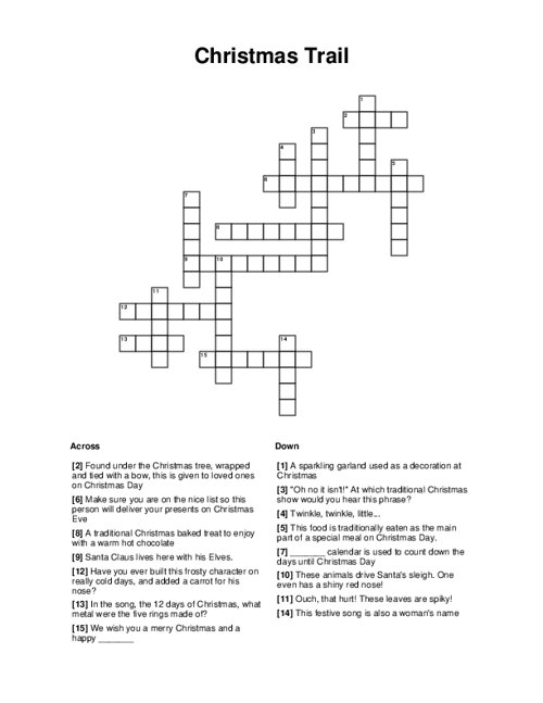 Christmas Trail Crossword Puzzle