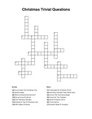 Christmas Trivial Questions Crossword Puzzle