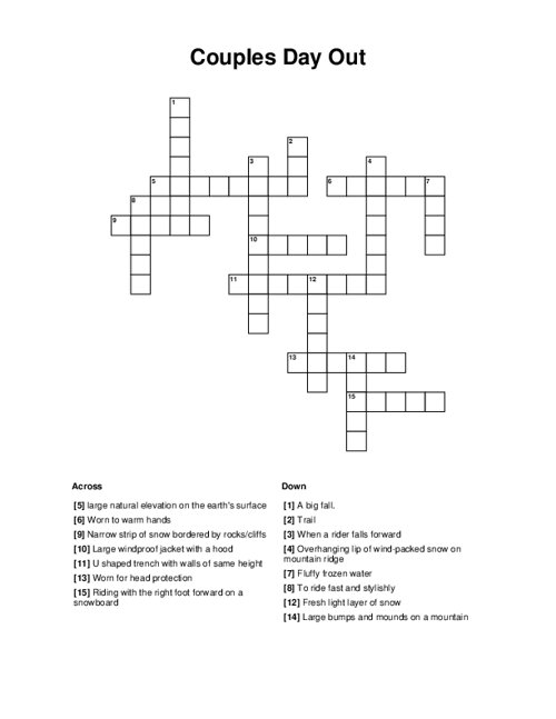 Couples Day Out Crossword Puzzle
