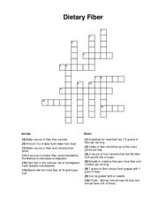 Dietary Fiber Crossword Puzzle