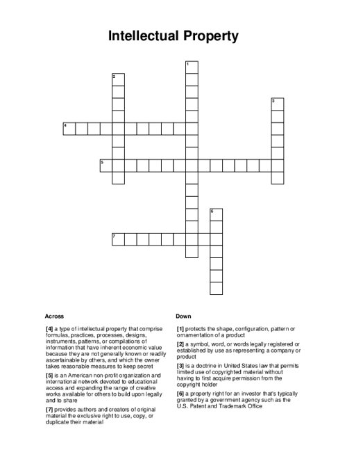 Intellectual Property Crossword Puzzle