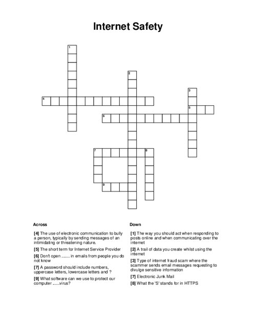 Safety Crossword Puzzle