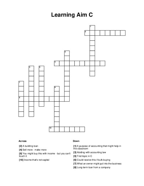 Learning Aim C Crossword Puzzle