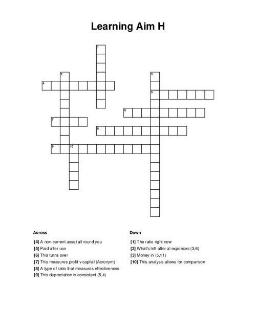 Learning Aim H Crossword Puzzle