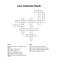 Lets Celebrate Diwali Crossword Puzzle