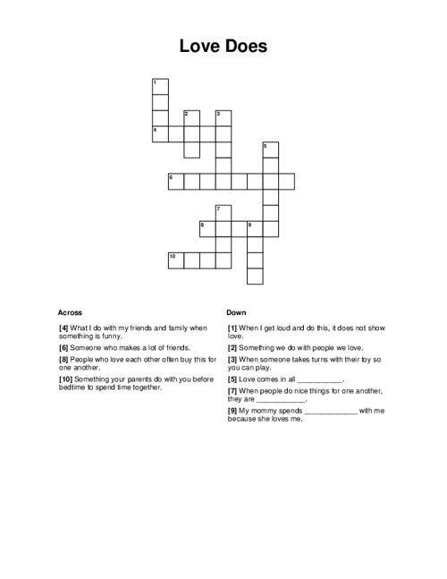 Love Does Crossword Puzzle