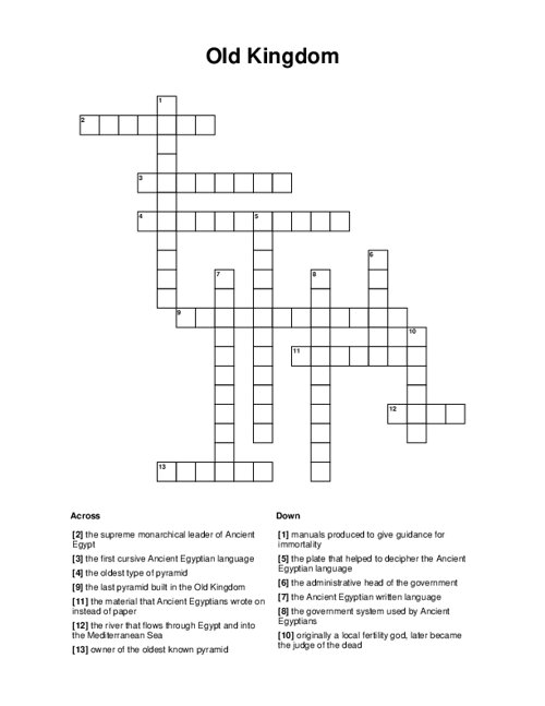Old Kingdom Crossword Puzzle