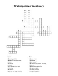 Shakespearean Vocabulary Crossword Puzzle