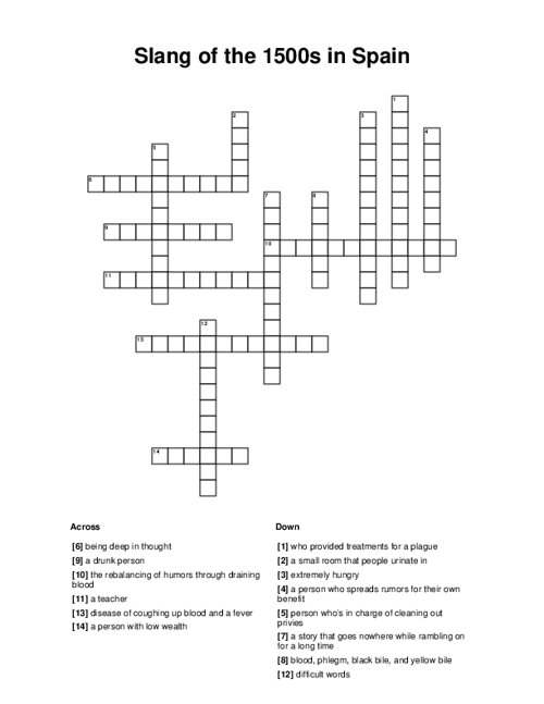 Slang of the 1500s in Spain Crossword Puzzle