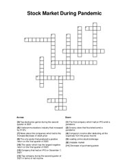 Stock Market During Pandemic Crossword Puzzle