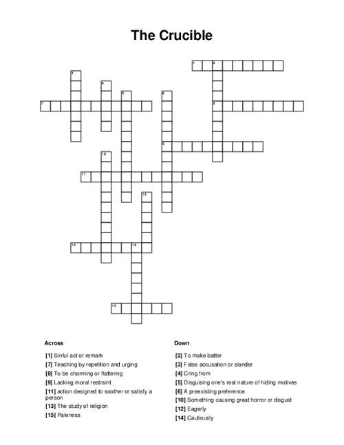 The Crucible Crossword Puzzle