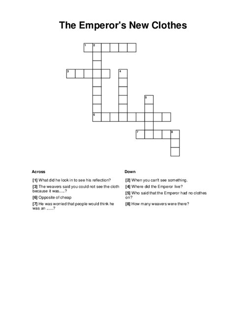 The Emperor's New Clothes Crossword Puzzle