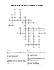 The Rime of the Ancient Mariner Crossword Puzzle
