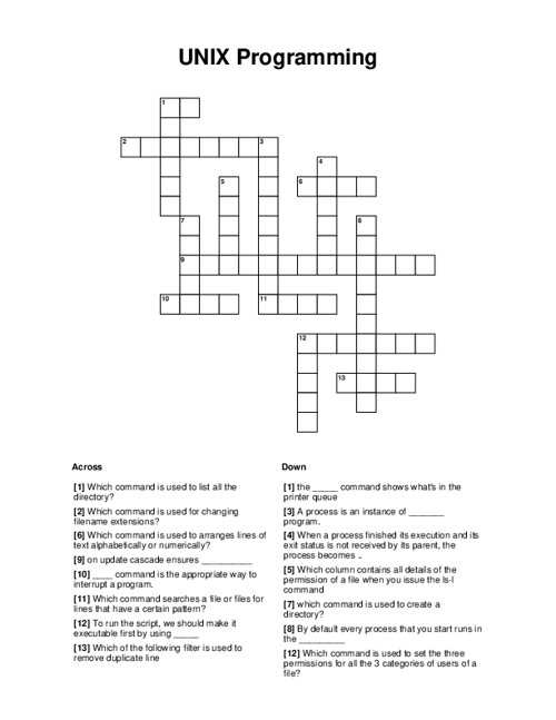 UNIX Programming Crossword Puzzle