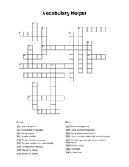 Vocabulary Helper Crossword Puzzle