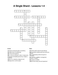 A Single Shard - Lessons 1-4 Crossword Puzzle
