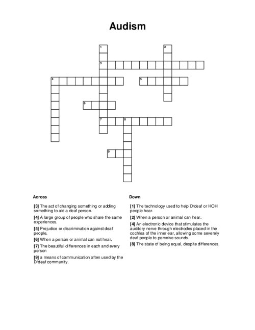 Audism Crossword Puzzle