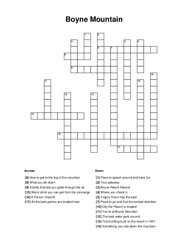 Boyne Mountain Crossword Puzzle
