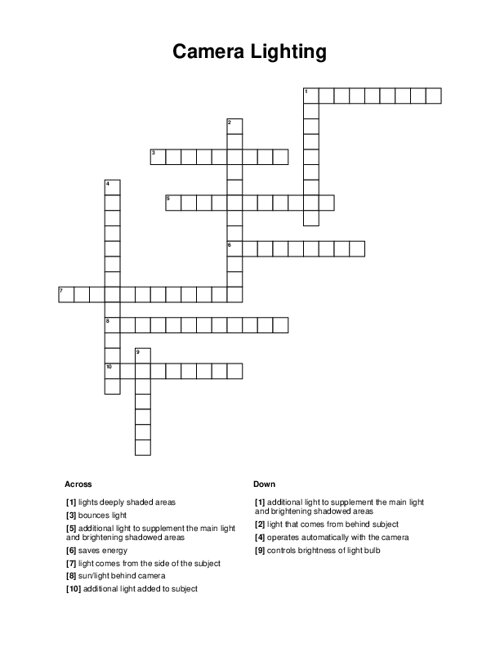 Camera Lighting Crossword