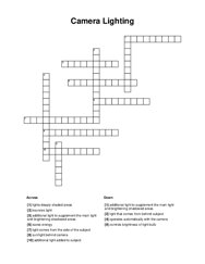 Camera Lighting Crossword Puzzle