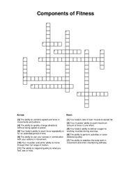 Components of Fitness Crossword Puzzle