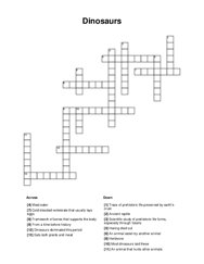 Dinosaurs Crossword Puzzle