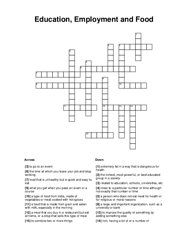 Education, Employment and Food Word Scramble Puzzle