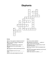 Elephants Crossword Puzzle