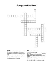 Energy and Its Uses Crossword Puzzle