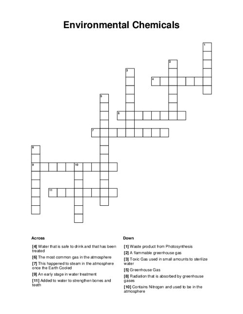 Environmental Chemicals Crossword Puzzle