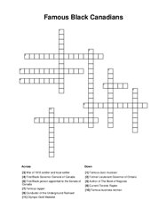 Famous Black Canadians Crossword Puzzle