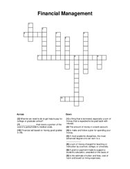 Financial Management Crossword Puzzle