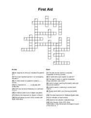 First Aid Crossword Puzzle