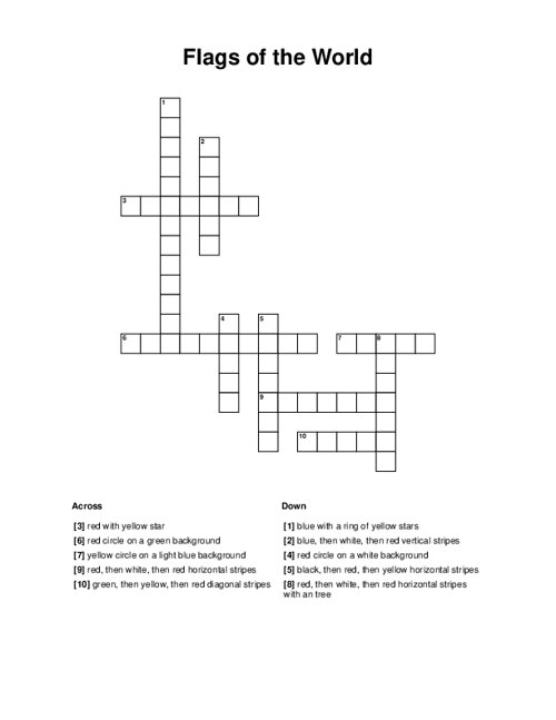 Flags of the World Crossword Puzzle