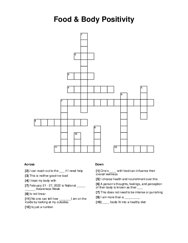 Food & Body Positivity Crossword Puzzle