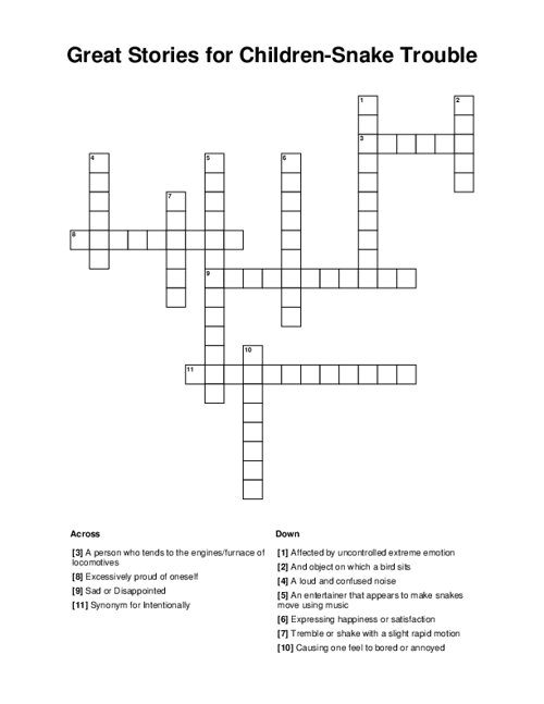 Great Stories for Children-Snake Trouble Crossword Puzzle