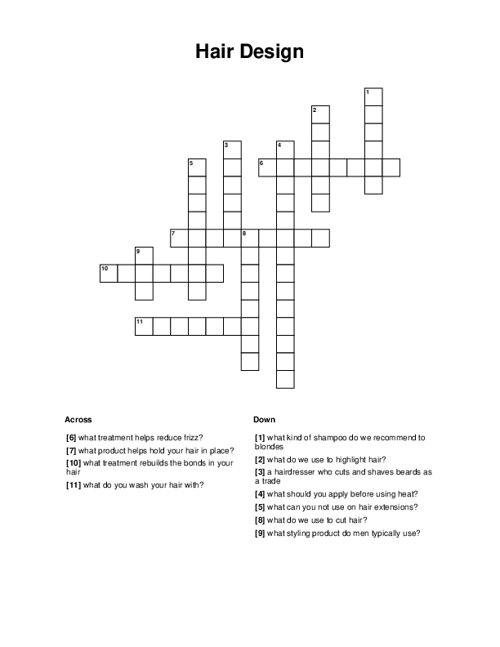 Hair Design Crossword Puzzle