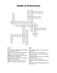 Health & Performance Crossword Puzzle