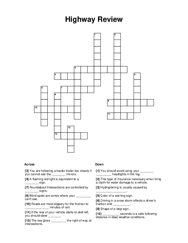 Highway Review Crossword Puzzle