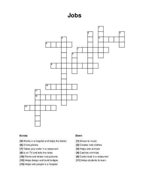 Jobs Crossword Puzzle