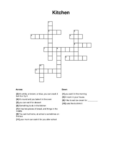 Kitchen Crossword Puzzle