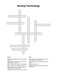 Nursing Terminology Crossword Puzzle