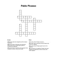 Pablo Picasso Crossword Puzzle