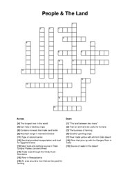 People & The Land Crossword Puzzle