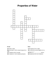 Properties of Water Crossword Puzzle
